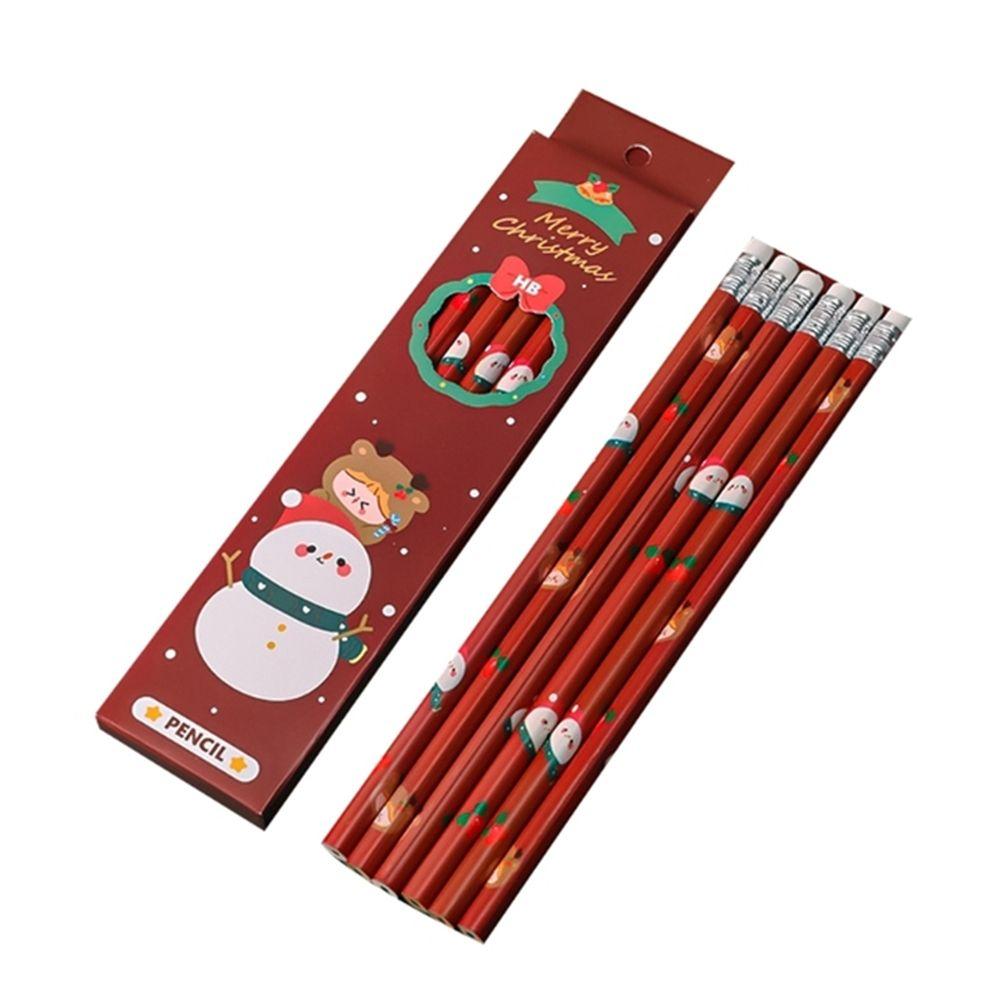 Supplies Xmas Drawing Sketch Pen Set with Eraser Wood Pencil Christmas Standard Pencil HB Pencils
