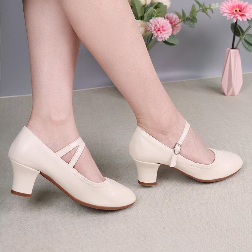 Teslyta Women's Mid-Heel Ballroom Dance Shoes - Breathable, Soft Sole, Lightweight