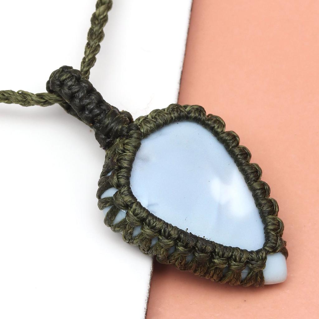 Ювелирные изделия ручной работы Owyhee Blue Opal Macrame Thread Gemstone, ожерелье 20-36''Ad
