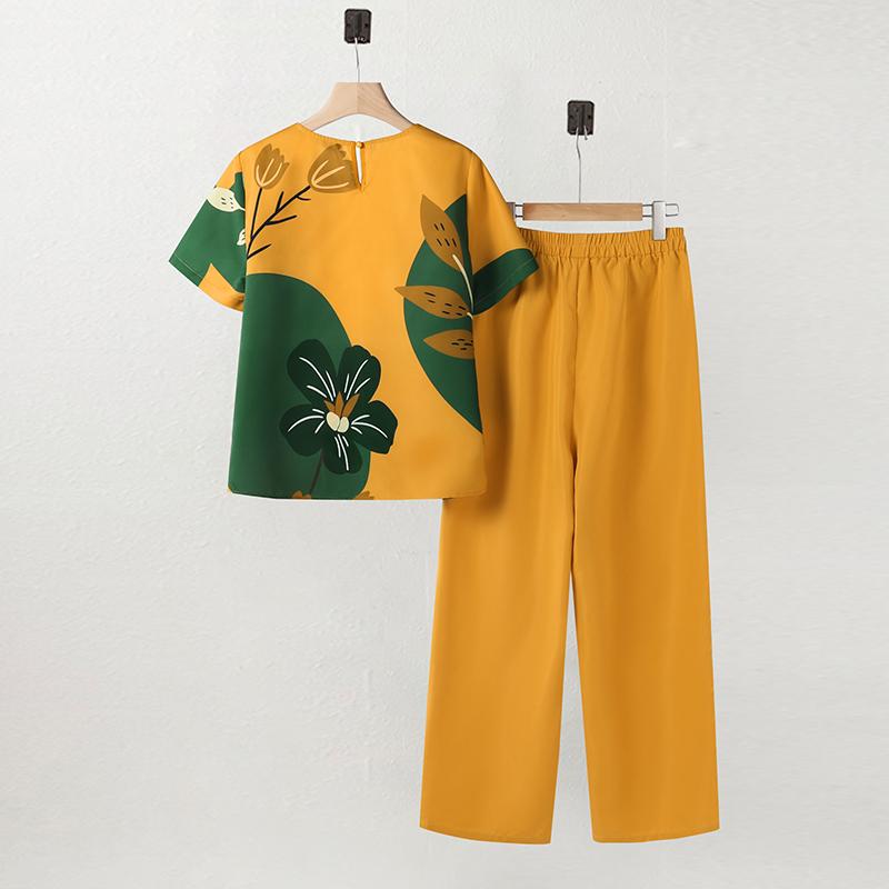 ZANZEA Women Print Blouse and Pants Casual Two Piece Set