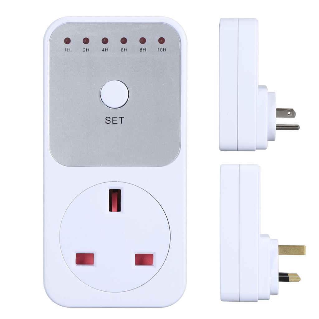 Countdown Timer Socket 1 2 4 6 8 10 Hour Options Auto Shut Off Outlet Countdown Timer for Lamps Fans