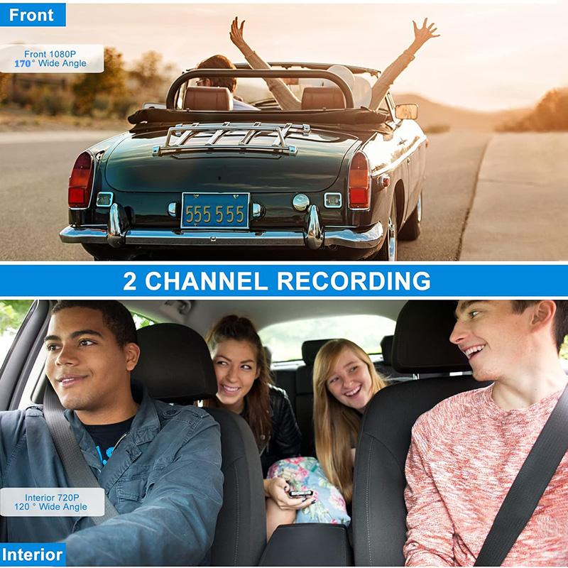 WIFI APP Автомобильный видеорегистратор Камера 1080P Видеорегистратор Передняя и внутренняя камера для автомобиля Двойной объектив HD Циклическая запись Видеорегистратор Черный ящик