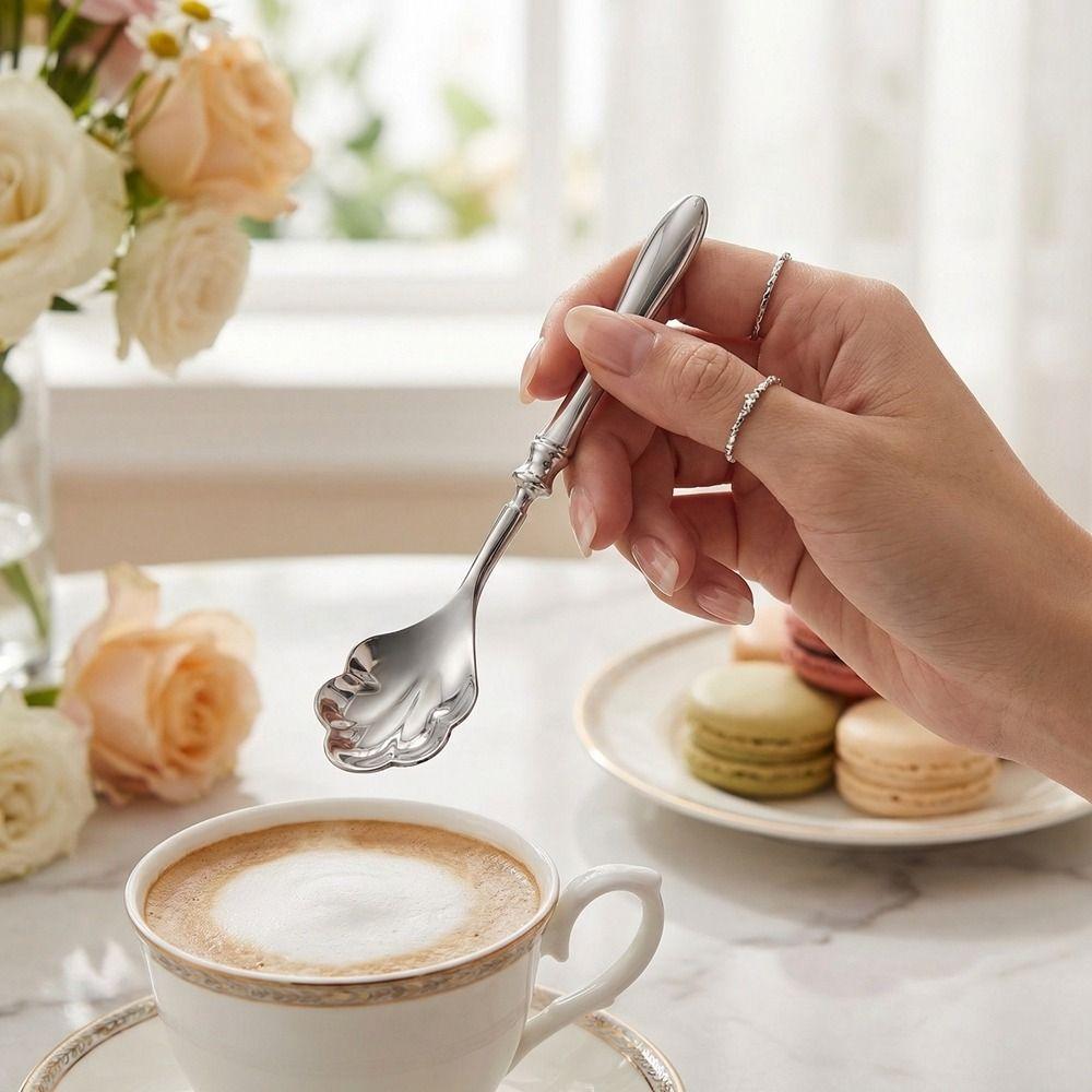 Light Luxury Stainless Steel Spoons French Table Serving Spoons Dessert Spoons Ice Cream