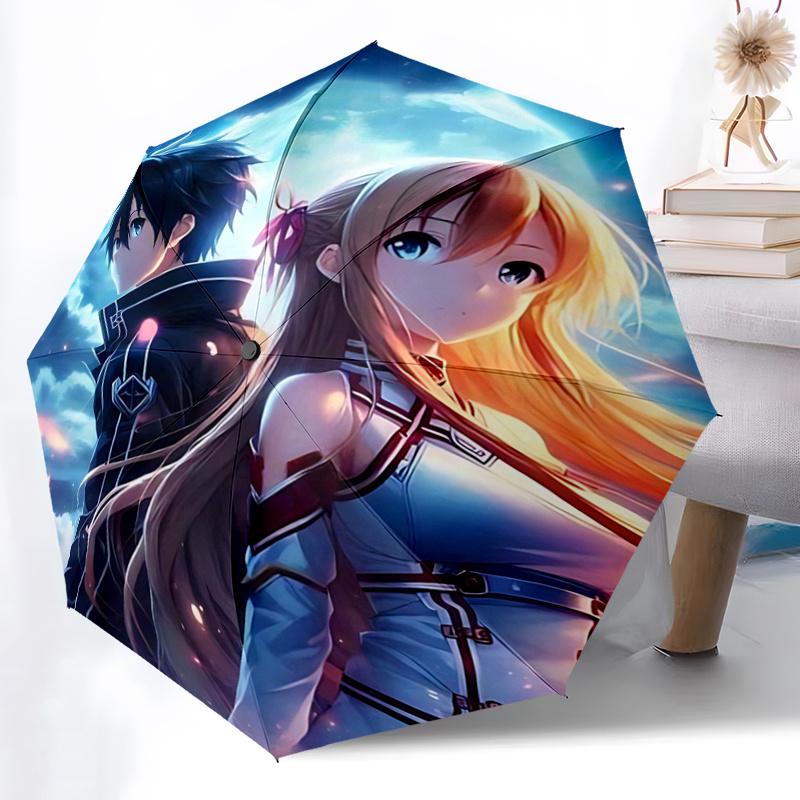1pc Sword Art Online Inspired Umbrella Automatic Opening/Closing Umbrella with Foldable Design, Perfect for Fans, Travelers, and Daily Use.C056