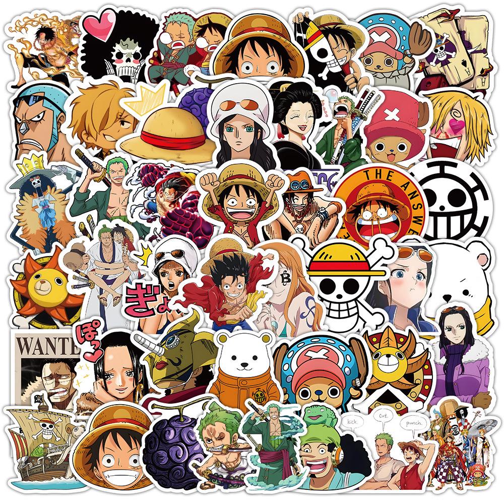 50 наклеек One Piece - Мультяшные Аниме Луффи и Зоро, Декорации для Чехлов Телефонов и Бутылок для Воды