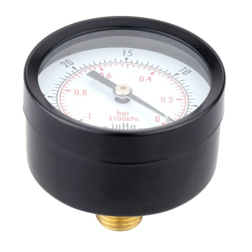 0 To -30 Bar - 0 To 1 Bar Mini Dial Air Vacuum Pressure Gauge Dual Scale Black
