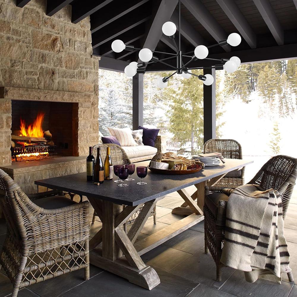 Современные люстры-спутники, 12-ламповые черные люстры для столовой, регулируемые по высоте потолочные светильники, люстра в стиле кантри для кухонного острова