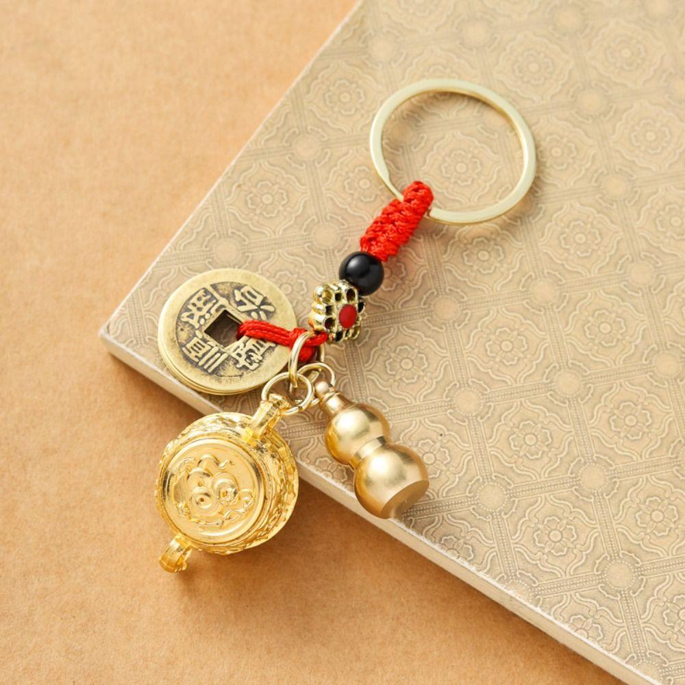 Copper Zodiac Cornucopia Key Chain Brass Coins Car Key Ring Chinese Style Lucky Pendant Men