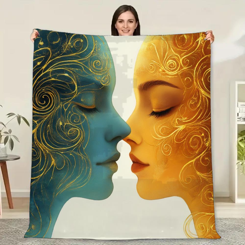 Abstract art design patterns Flannel printed blanket suitable for all seasons suitable for living room office sofa and travel