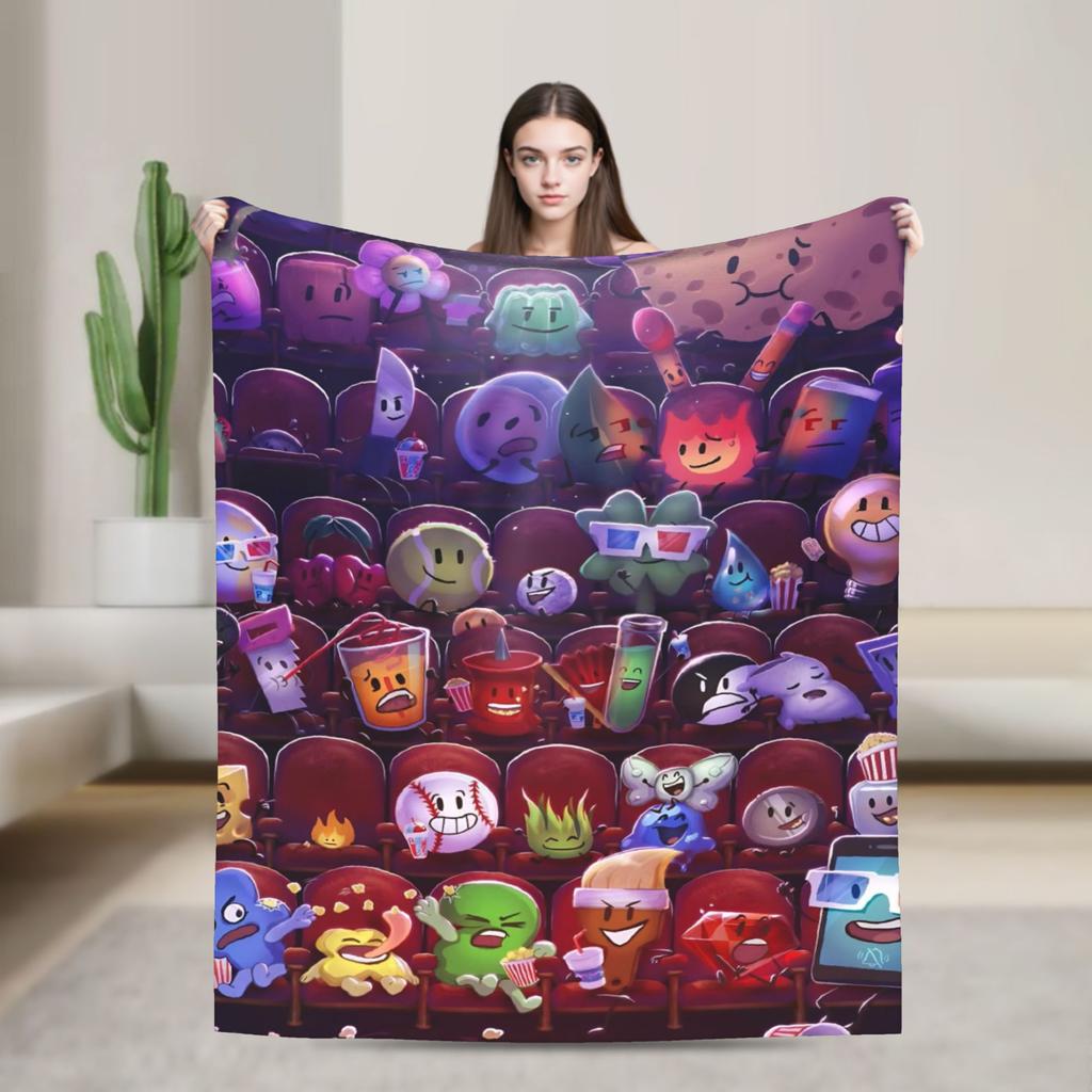 Cute Fan BFDI Animated Blankets Wool Funny Warm Throw Blanket for Chair Covering Sofa Autumn/Winter