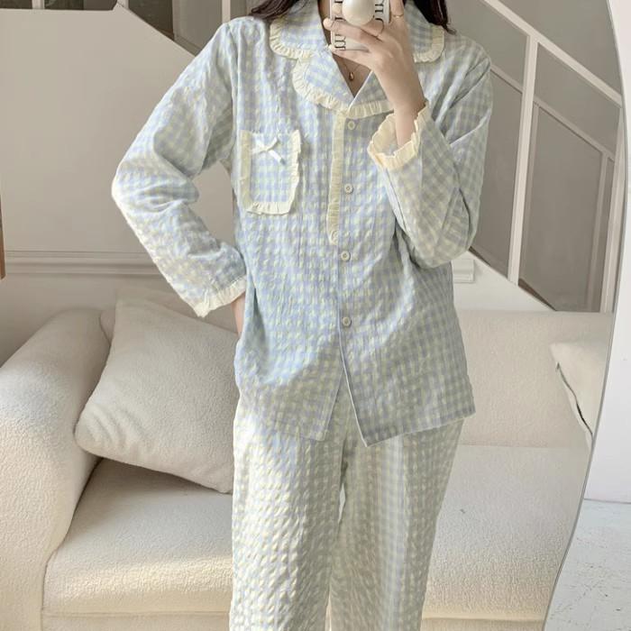 Женская пижама осень-весна с длинным рукавом, мягкий комплект для сна, полосатая пижама с рисунком, женский домашний комплект для сна, кардиган
