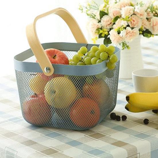 Органайзер для хранения фруктовая корзина с деревянной ручкой прочная несущая многофункциональная корзина для покупок большой вместимости