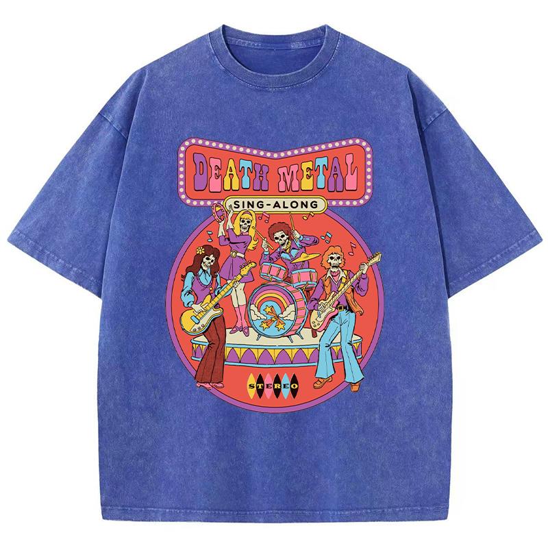 Футболки с принтом Death Metal для женщин, стираные, дышащие, летние, крутые, с коротким рукавом, мягкие, свободные, с принтом Distress, для женщин