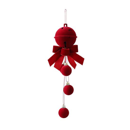 Рождественский красный колокольчик, пластиковый бархатный флокированный шар-колокольчик для украшения елки