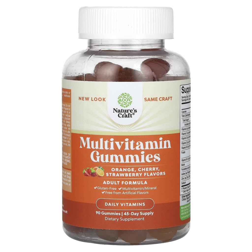 Nature's Craft Multivitamin Gummy Jelly, Orange, Cherry, Strawberry, 90 Gummies
