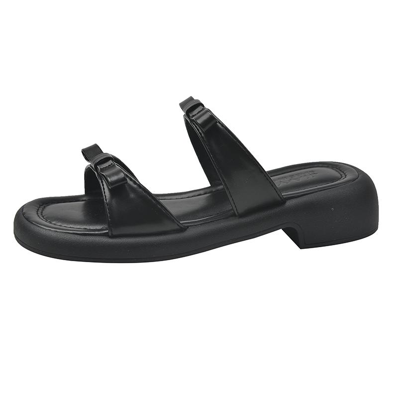 Женские тапочки 2024 года, новые летние модные повседневные босоножки на низком каблуке, квадратные каблуки, тапочки, шлепанцы, женские, Zapatos De Mujer