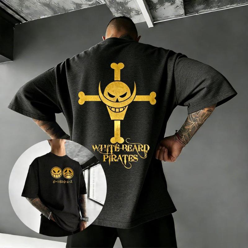 Футболка с черепом из аниме One Piece Мужская Женская с коротким рукавом Уличная Повседневные Топы Футболка с принтом 2026 Лето Y2k Оверсайз Винтаж