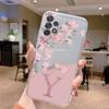 Чехол-буква для Samsung A32 A22 A12 A13 A33 Capa Модный чехол для телефона Розовые цветы Алфавит Прозрачный Прозрачная задняя панель Funda