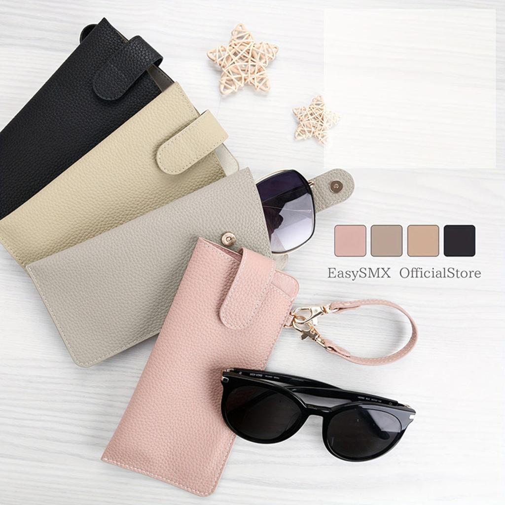 Hanging Glasses Case Soft Leather Sunglasses Storage Bag Portable Hangable Pocket Cases Slim Travel Pouch For Sunglasses Women