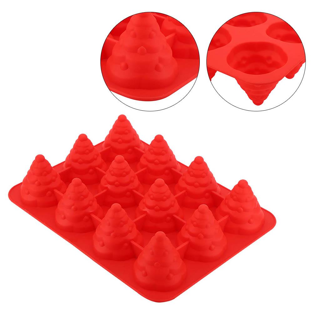 12 Hole Christmas Tree Silicone Mold Cake Mould for Mousse Chocolate Muffin Baking Tool