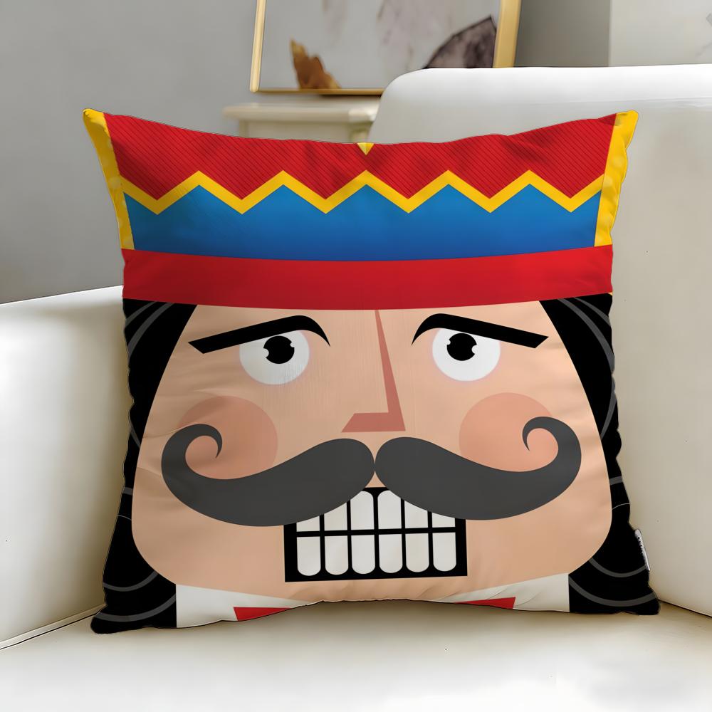 classic doll Nutcracker Doll Cushion Cover Soft EasyWash Pillow Case Versatile for Couch Bed Travel and Office