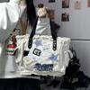 New Women's Bags Tote Bags Fashion Star Sweet Cool Y2K White Canvas Bag Versatile Texture Korean Style Versatile Shoulder Bags