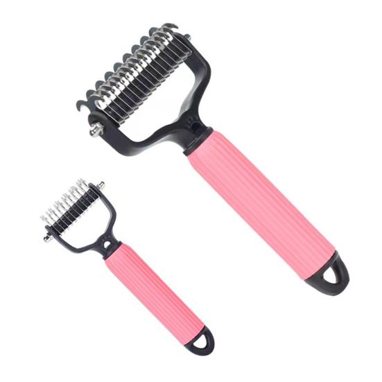 Расческа для распутывания колтунов для домашних животных Ручная расческа для подшерстка для собак и кошек Двусторонняя нержавеющая сталь