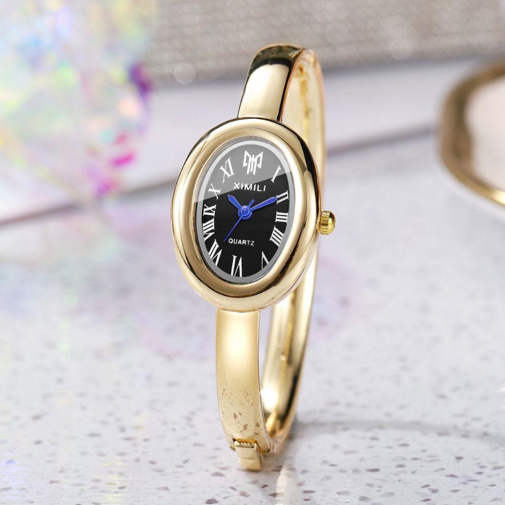 New Oval Dial Bracelet Watch Elegant Hidden Buckle Design Quartz Watch Gift Luxury Ladies Watch for Women