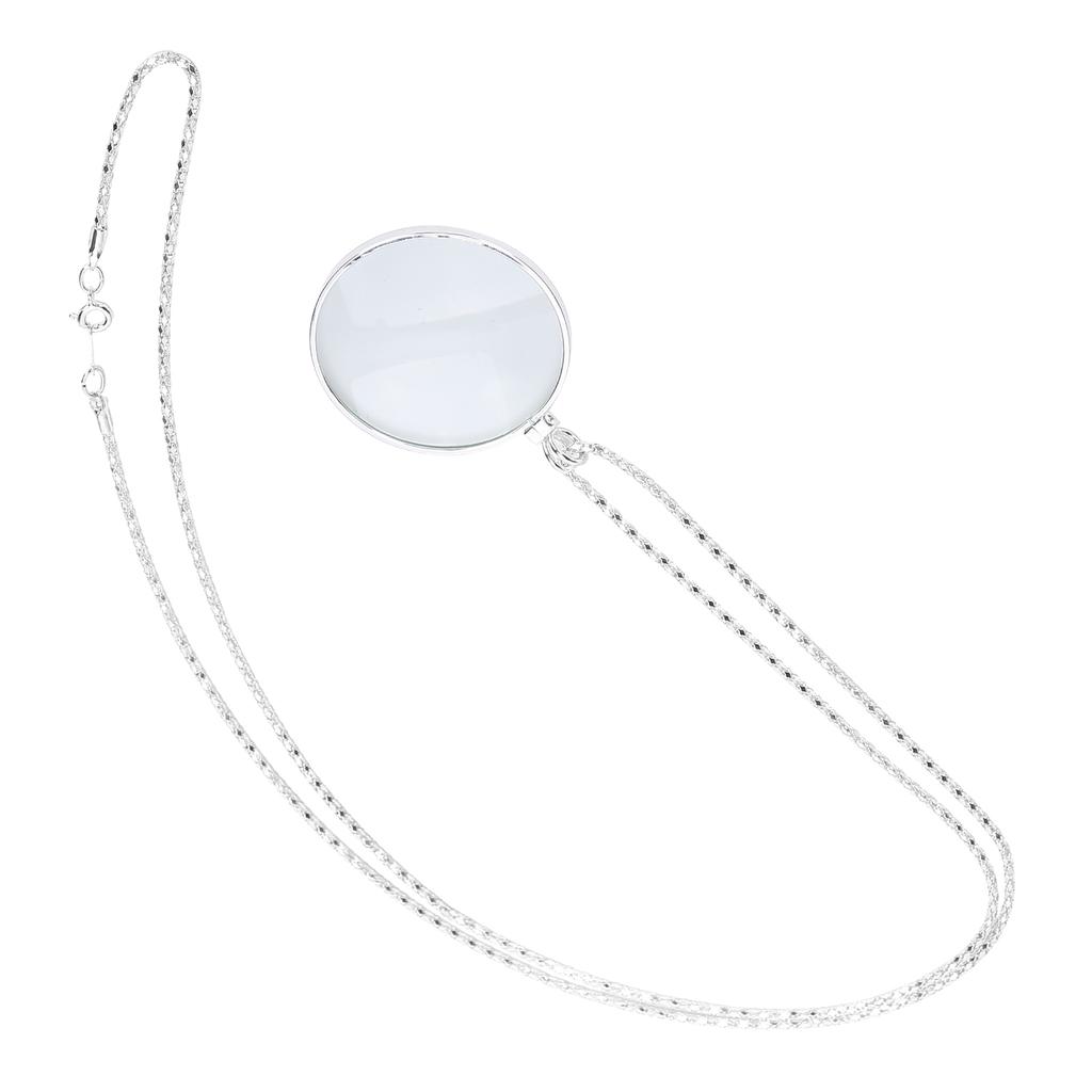 5X Alloy Necklace Magnifying Glass Portable Rding Pendant Magnifier with Chain