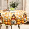 1 Fall Thanksgiving Polyester Tablecloth Cartoon Turkey, Pumpkin And Sunflower Pattern, Rectangular Tablecloth