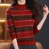 Navava Casual Daily Stripe Half Polo Knit Top Nk3504