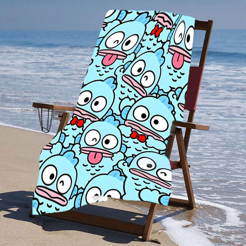 proof beach towel with a Sanrio Clownfish Handun pattern - soft,absorbent,quick-drying,machine washable - perfect for swimming,camping,bathing