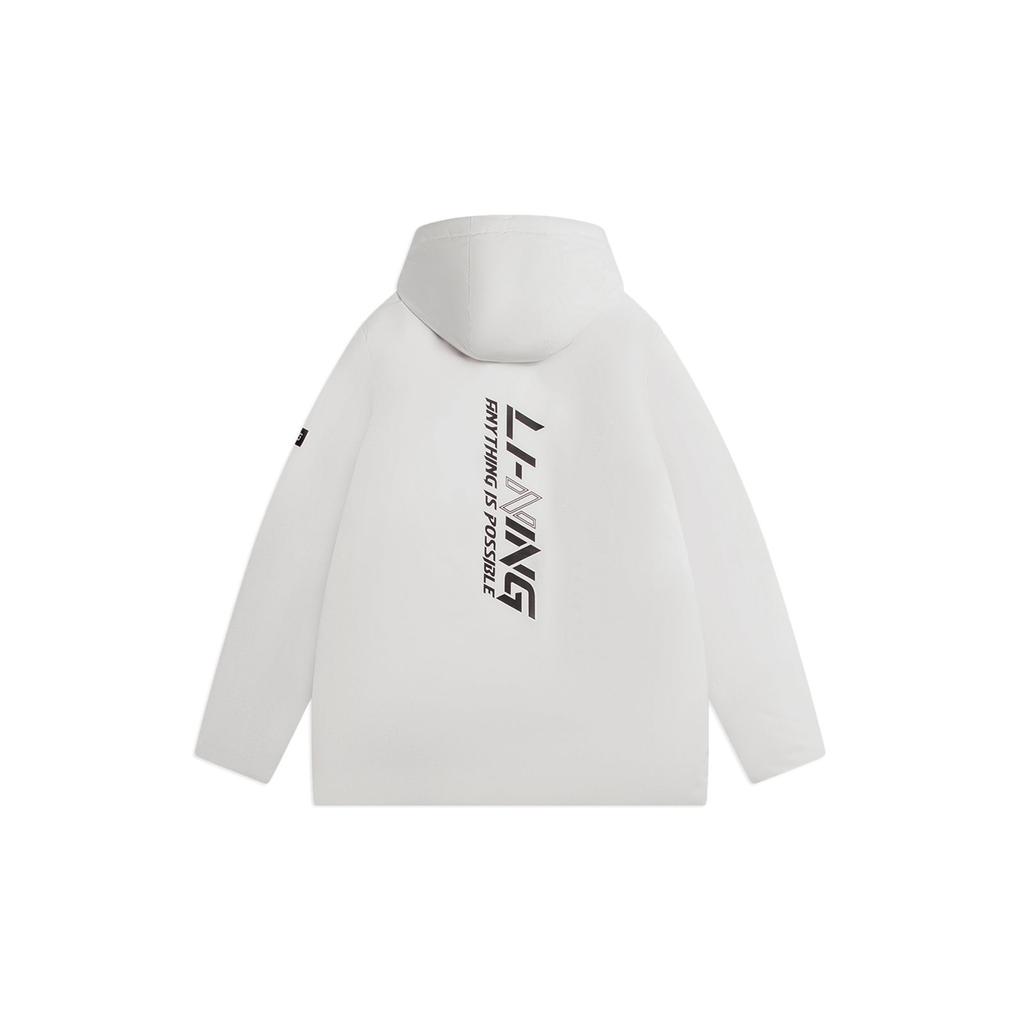 Li Ning Training Series однотонная рабочая куртка со съемным капюшоном и несколькими карманами, мужская верхняя одежда цвета шампанского и белого AYMS311-1
