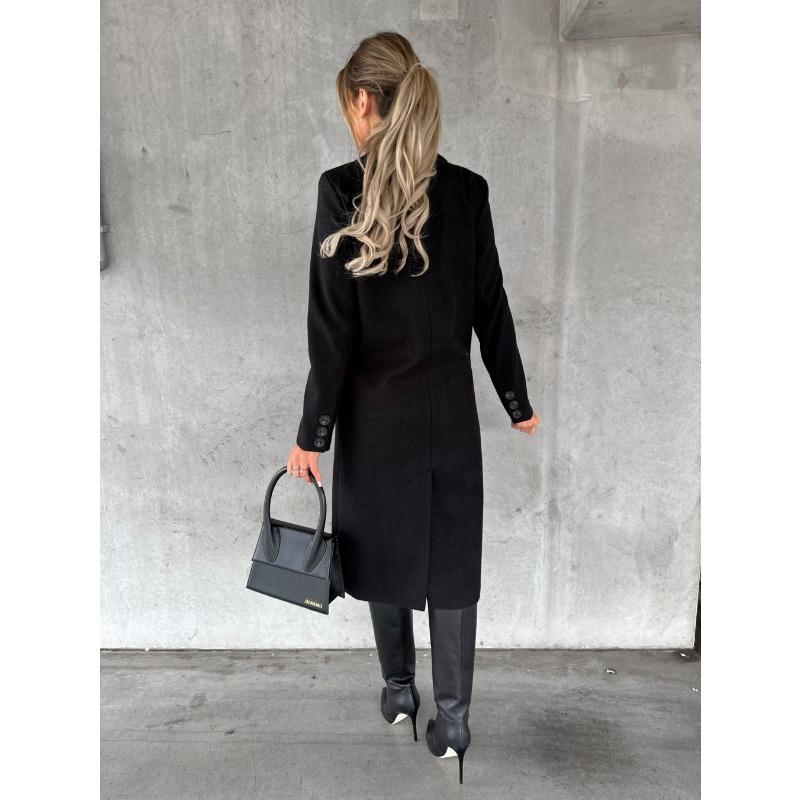 YYFS Женские модные повседневные однотонные куртки и пальто с воротником-поло на осень-зиму с длинным рукавом и принтом