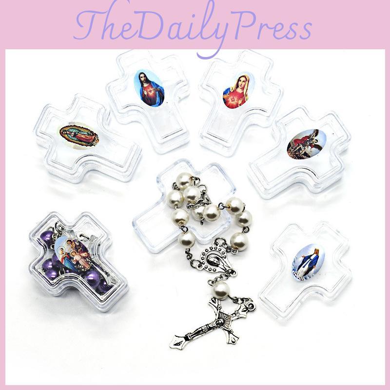 Элегантная шкатулка для розария для крестильных сувениров и подарков для крестильной вечеринки