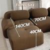 2-Seater Sofa Corduroy, Frameless, Combinable with Chaise Longue, Non-Slip, Ergonomic Armrests, Elastic Padding for Living Room and Bedroom, Brown