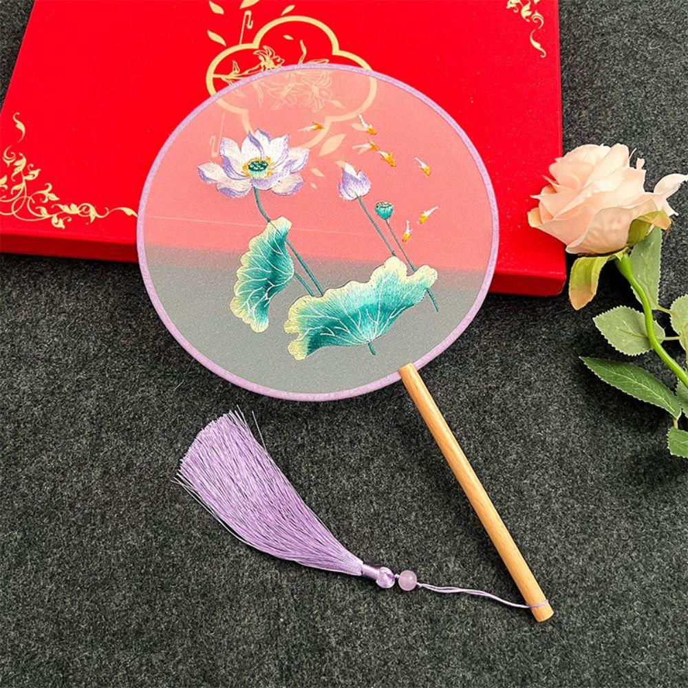 Ручной веер в китайском стиле с подвеской из шелка, винтажный вышитый веер, домашний декор