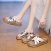 French Thick-bottomed Cool Slippers for Women's Summer Outer Wear 2025 New Cross-strapped Flat-bottomed High-end Skirt One-word Slippers