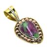 Ruby In Zoisite Lab-Created 925 Sterling Silver Gift Two Tone Pendant 1.25" O3t75