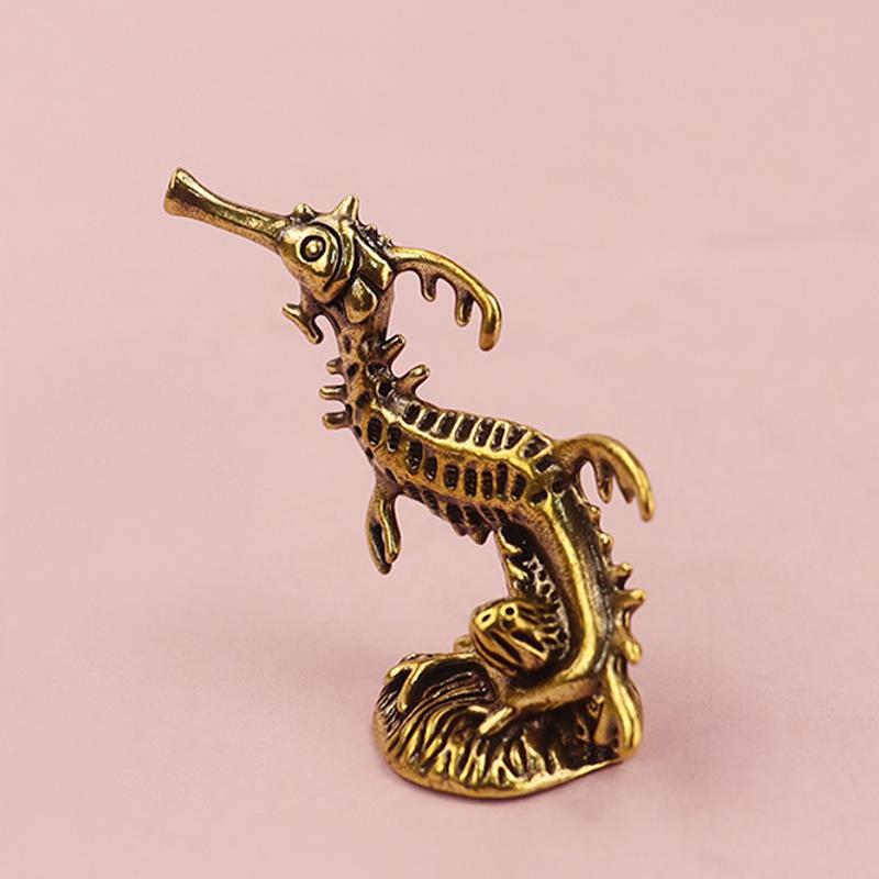 Латунная статуэтка морского конька, металлическая, настольная, украшенная ретро статуэткой глубоководного животного, поделки