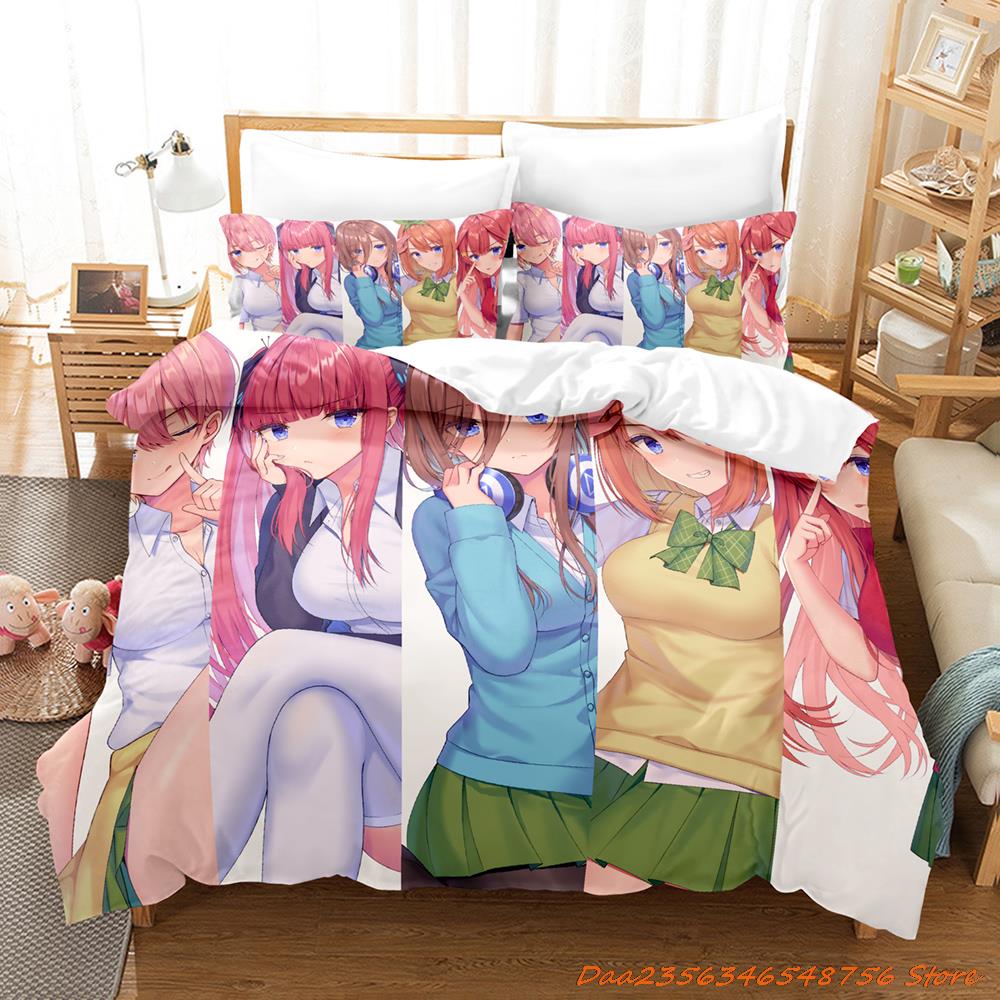 Новый комплект постельного белья Quintessential Quintuplets из трех предметов с рисунком из мультфильма «Аниме» для взрослых и детей, пододеяльник, наборы для спальни, cama de casa