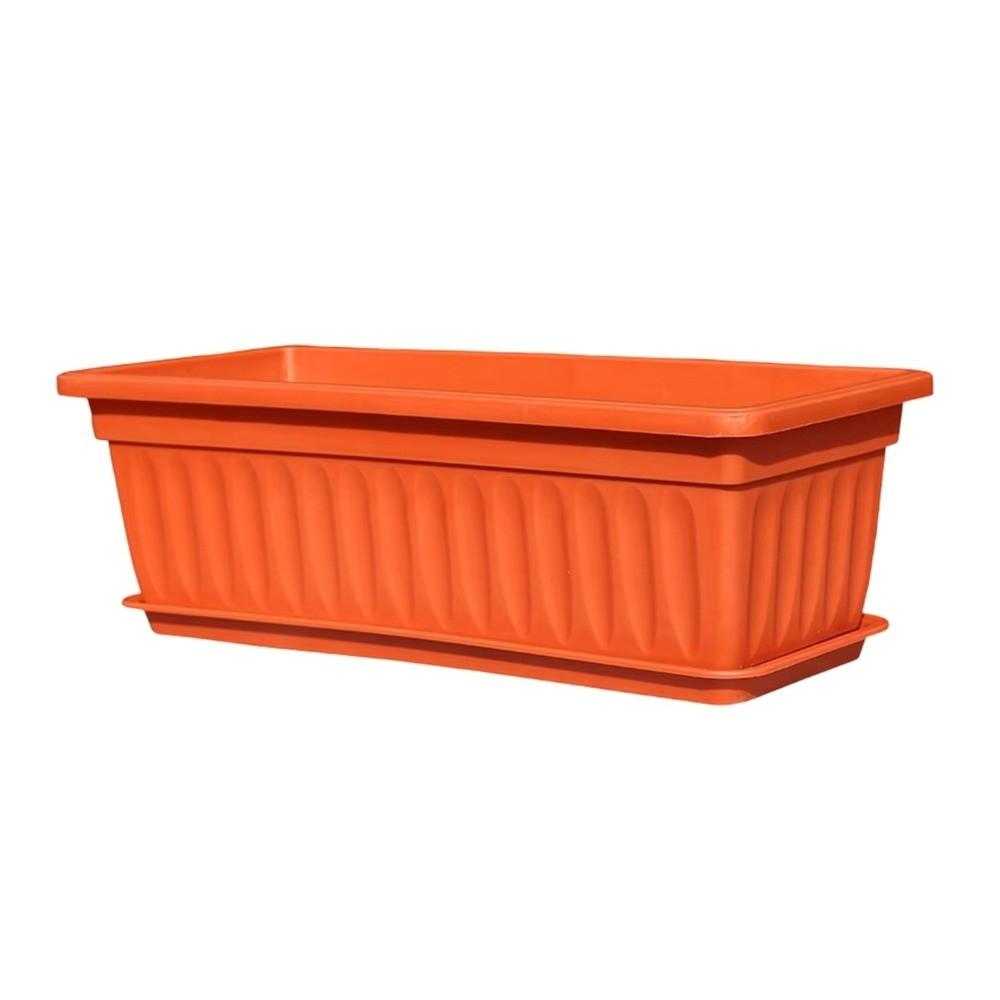 Colorful Rectangular Flower Pot With Tray Plant Pot Quality Garden Planter Patio