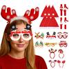 9 Pcs Christmas Party Favors Novelty Glasses Frames Christmas Headbands Santa Hat Slap Bracelets Set for Holiday Party Supplies