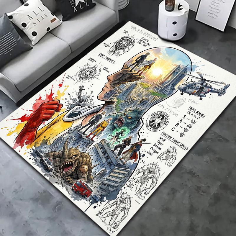 Onepunch Man Carpet Rug For Living Room Bedroom Home Sofa Decoration Kids Play Nonslip Floor Mat