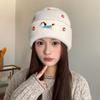 Cartoon Apple Label Puppy Woolen Hat for Women Outdoor Warm Ear Protection Hood Autumn and Winter Korean Version Sweet Knitted Hat