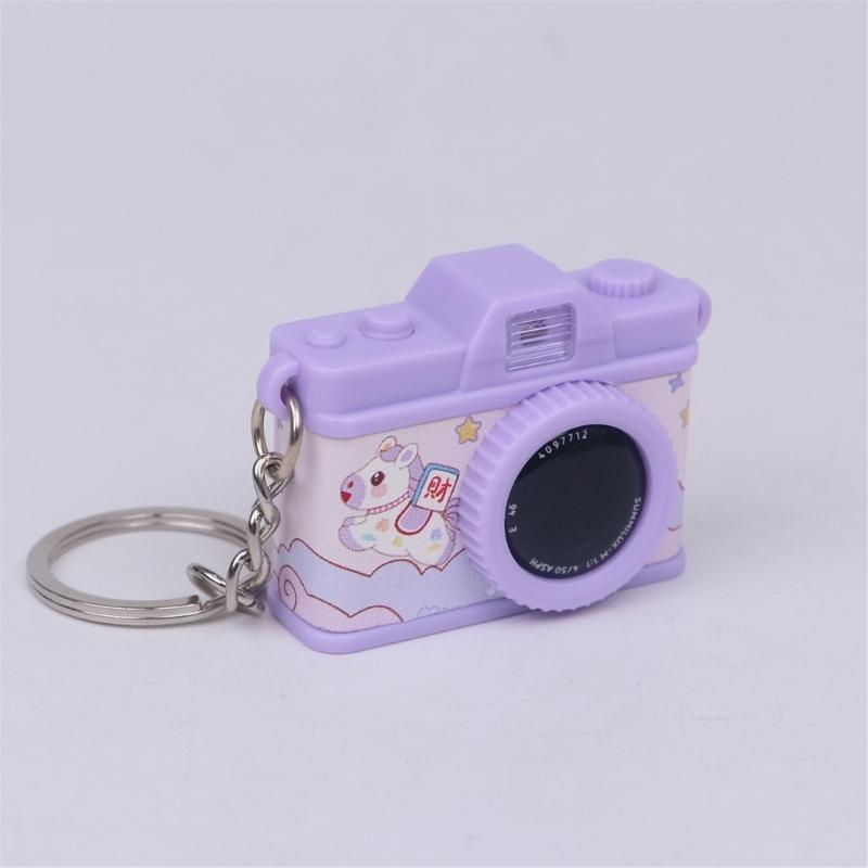 Horse Year Mini Camera Keychain Cartoon Design Lightweight Plastic Key Ring Ornament For Bag Decoration Gift