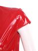 Womens Wet Look PU Crop Top Open Front Adjustable Buckles Cap Sleeve Crop Corset Glossy Clubwear
