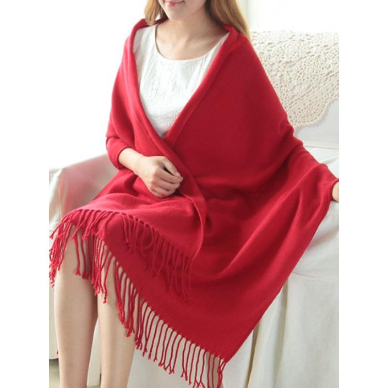 Autumn and Winter Dual-purpose Women's Imitation Cashmere Tassel Super Long Thickened Warm Color Plaid Scarf Shawl