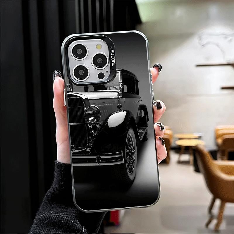 Классический Винтажный Ретро Автомобиль Мягкий Чехол для Телефона для iPhone 15 16 17 Pro Max 17Air 16E 14 Plus 13 12 Mini Ударопрочный Чехол Задняя Панель