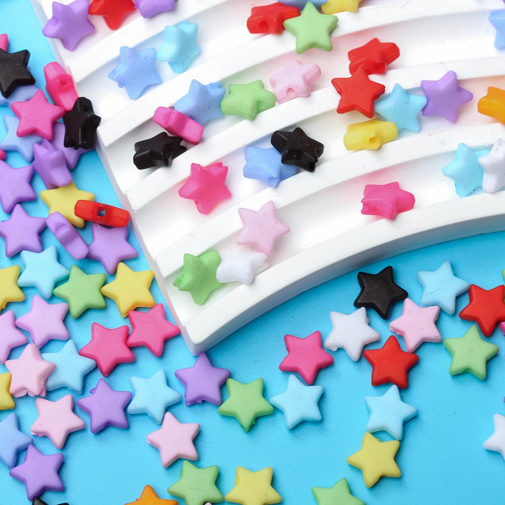 Star Shape DIY Candy Color Jewelry Accessories 200PCS 9mm Acrylic Loose Beads Spacer Findings Tools